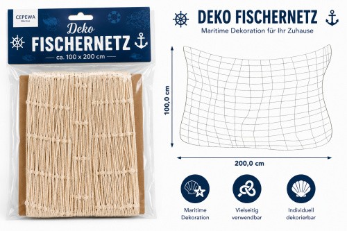 Deko fischernetz 100x200 - 100x200, cm